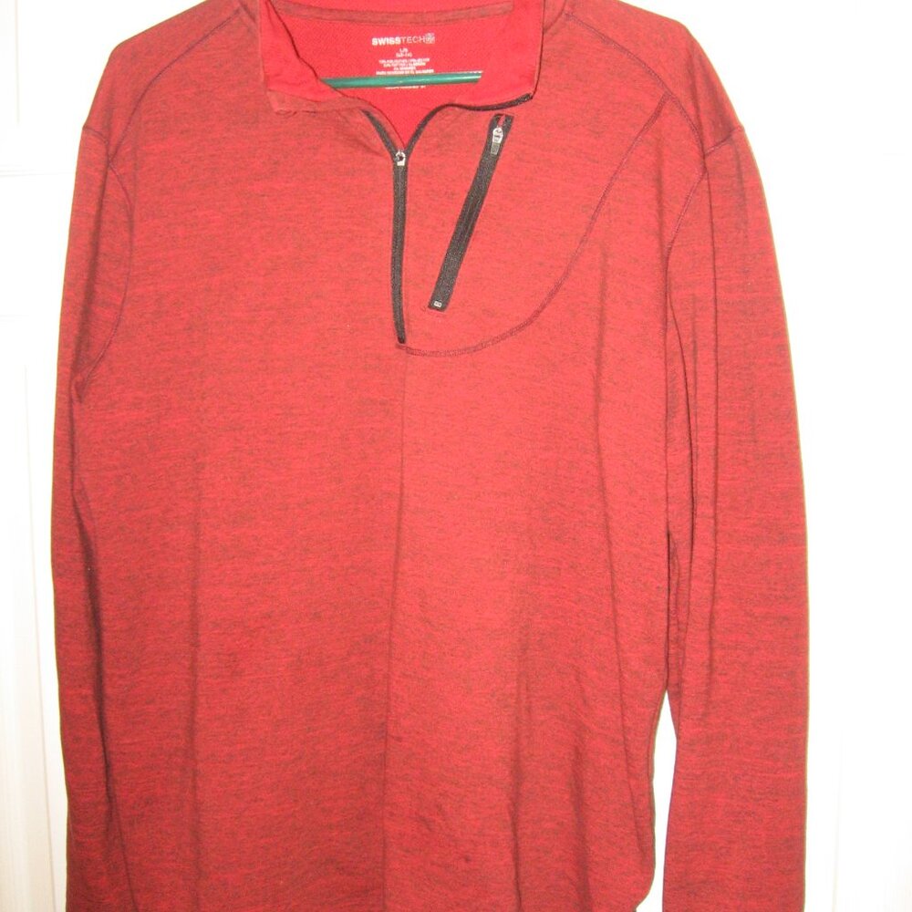Swiss Tech 1/4 Zip Long Sleeve Performance Polo Men's Large Red